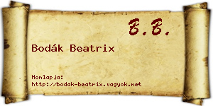 Bodák Beatrix névjegykártya